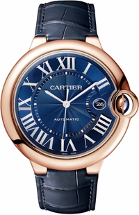 Cartier Ballon Bleu Blue Dial 18k Rose Gold 42mm Men's Watch WGBB0036