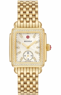 Michele Deco Mid Gold Diamond Stainless Steel Women's Watch MWW06V000124