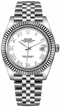 Rolex Datejust 41 White Roman Numeral Dial Men's Watch 126334-0024