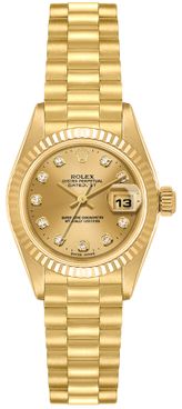 Rolex Lady-Datejust 26 Yellow Gold President Bracelet Women's Watch 69178