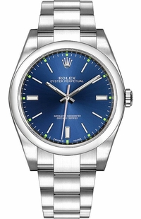 Rolex Oyster Perpetual 39 Blue Dial Domed Bezel Men's Watch 114300-0003