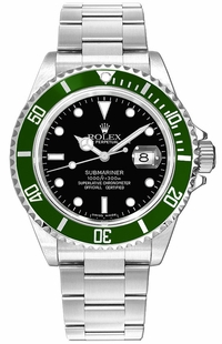 Rolex Submariner Date Green Aluminum Bezel Men's Luxury Watch 16610